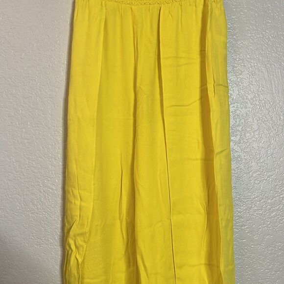 Alice + Olivia Larissa Smocked Waistband Wide Leg Split Pants in Yellow XS - Picture 9 of 9